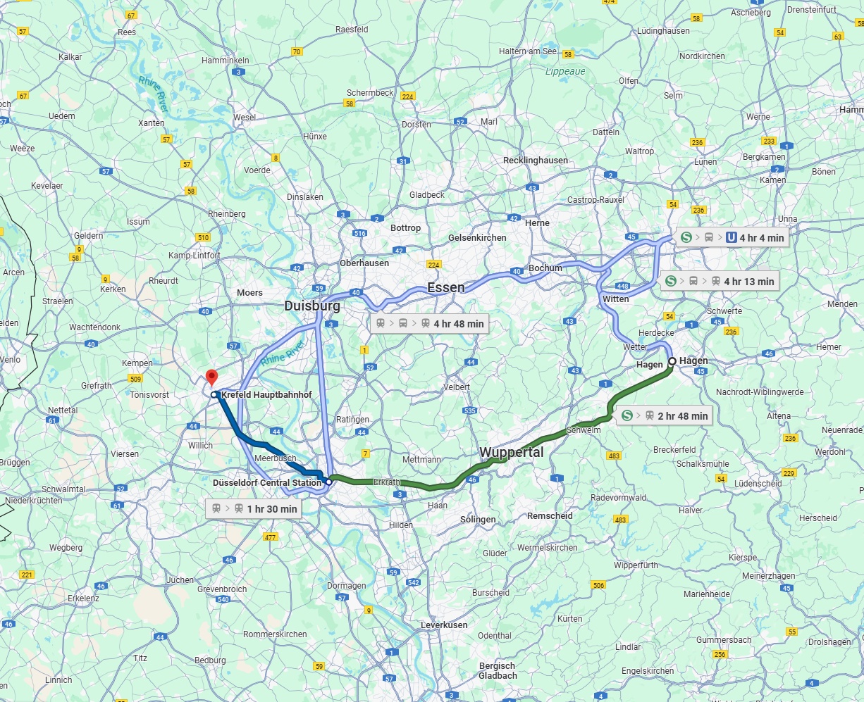 Anreise von Hagen Zu Krefeld Über 