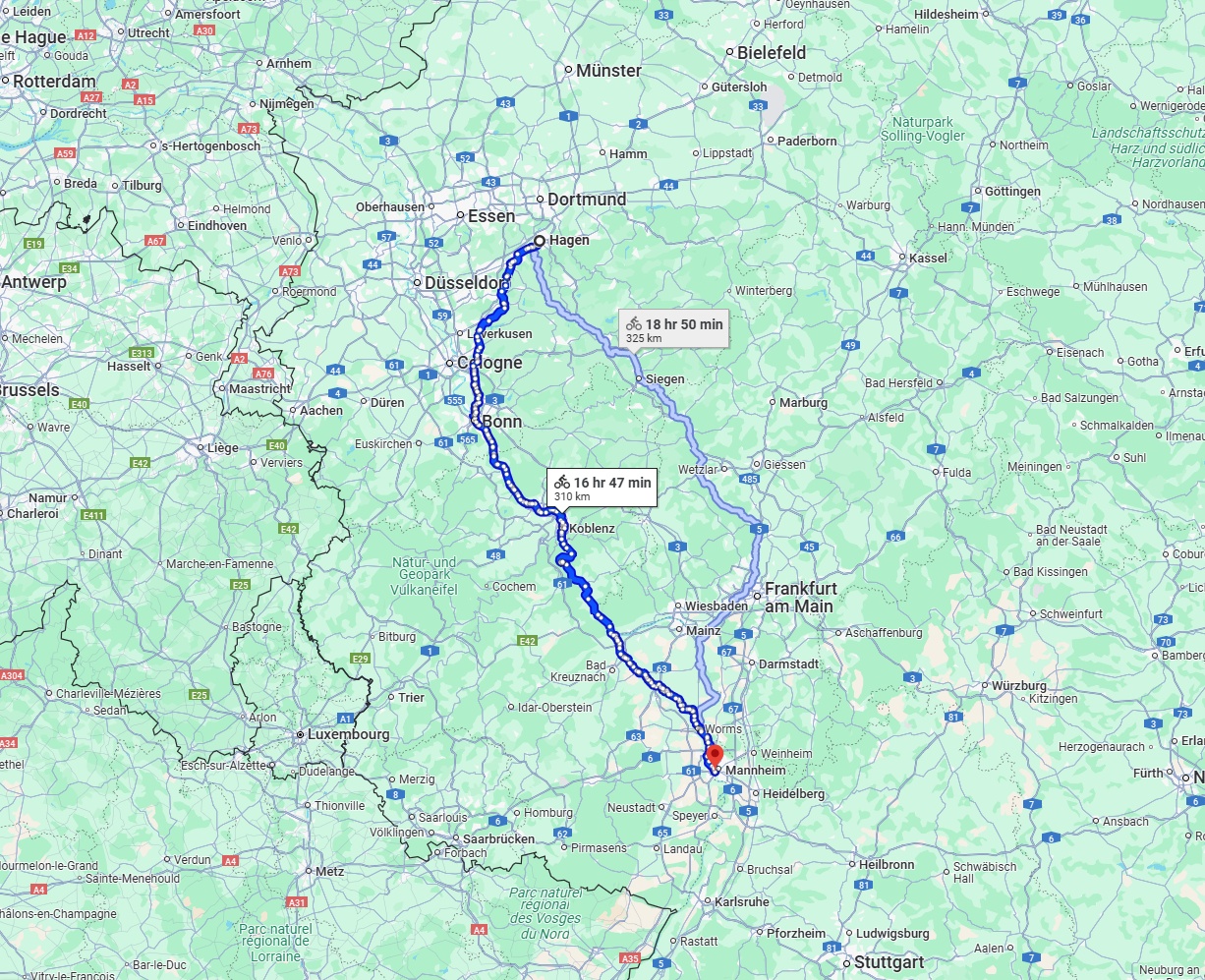 Anreise von Hagen Zu Ludwigshafen am Rhein Über 