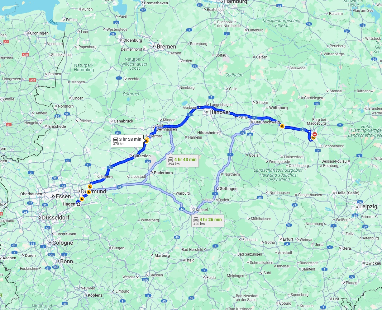 Anreise von Hagen Zu Magdeburg Über via A2