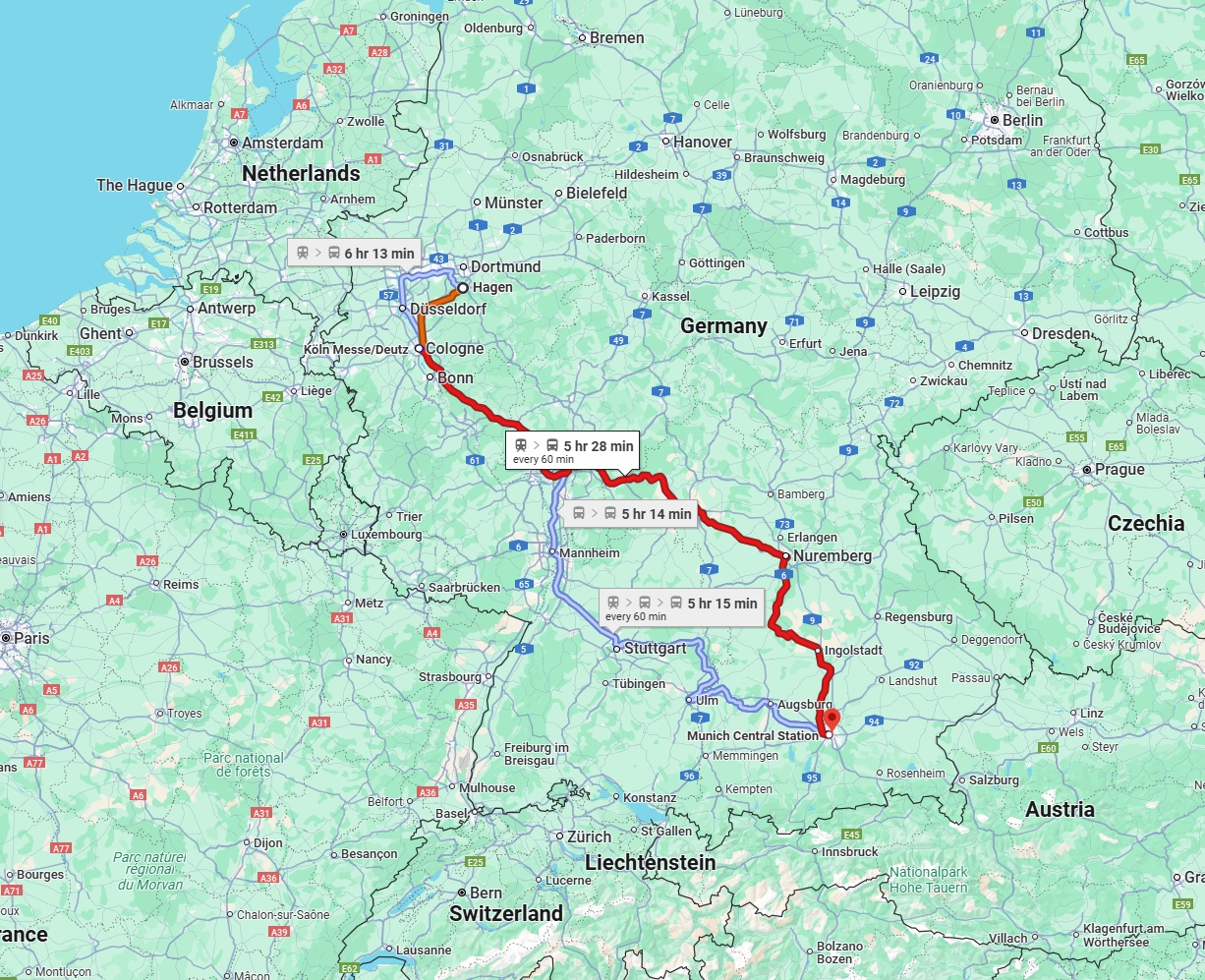Anreise von Hagen Zu München Über 