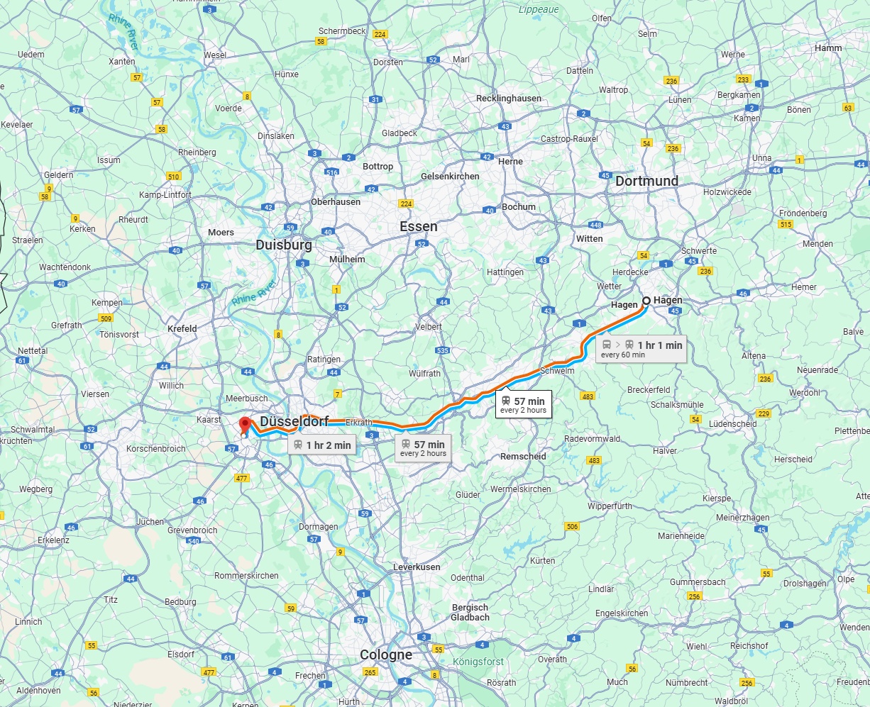 Anreise von Hagen Zu Neuss Über 