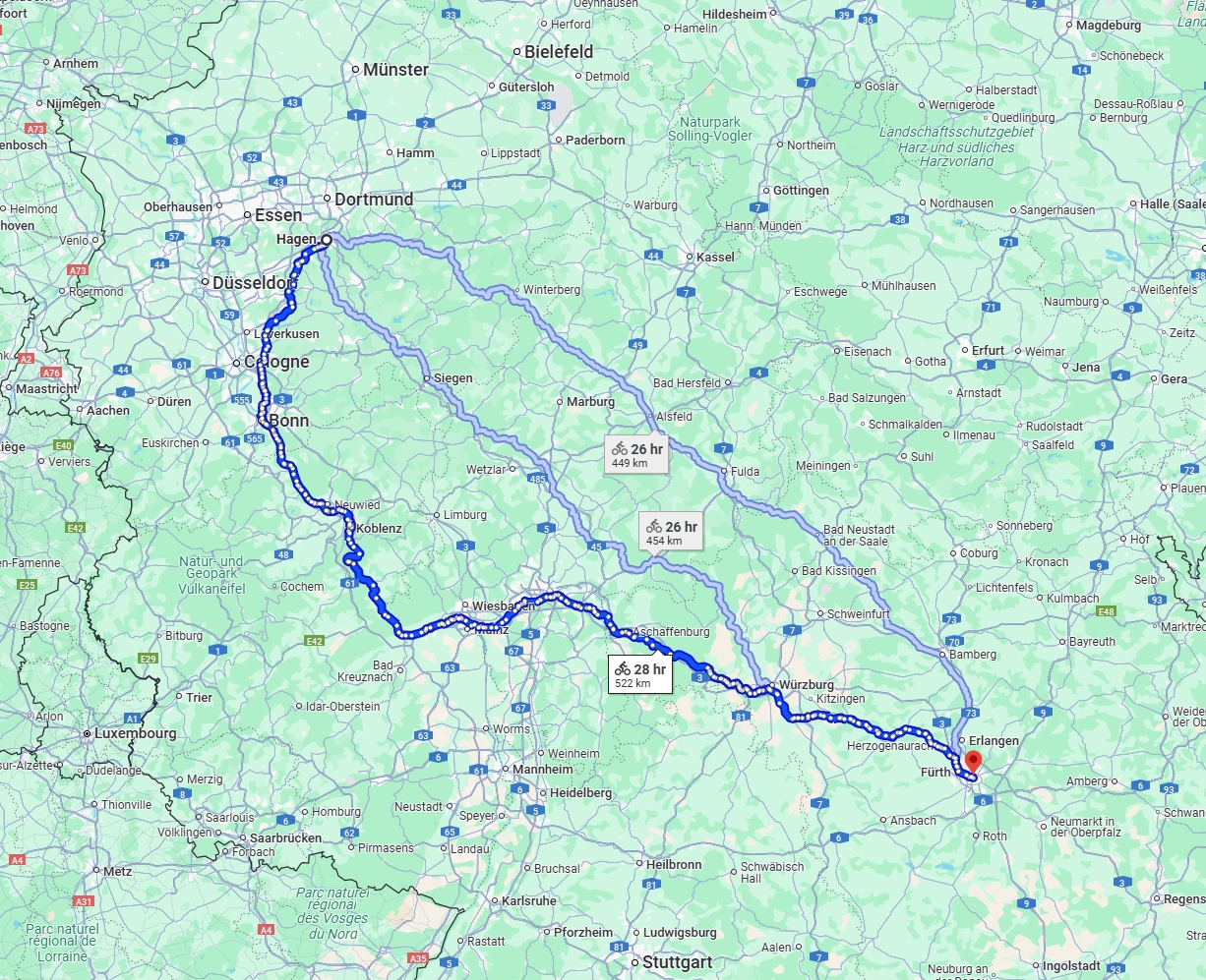 Anreise von Hagen Zu Nürnberg Über 