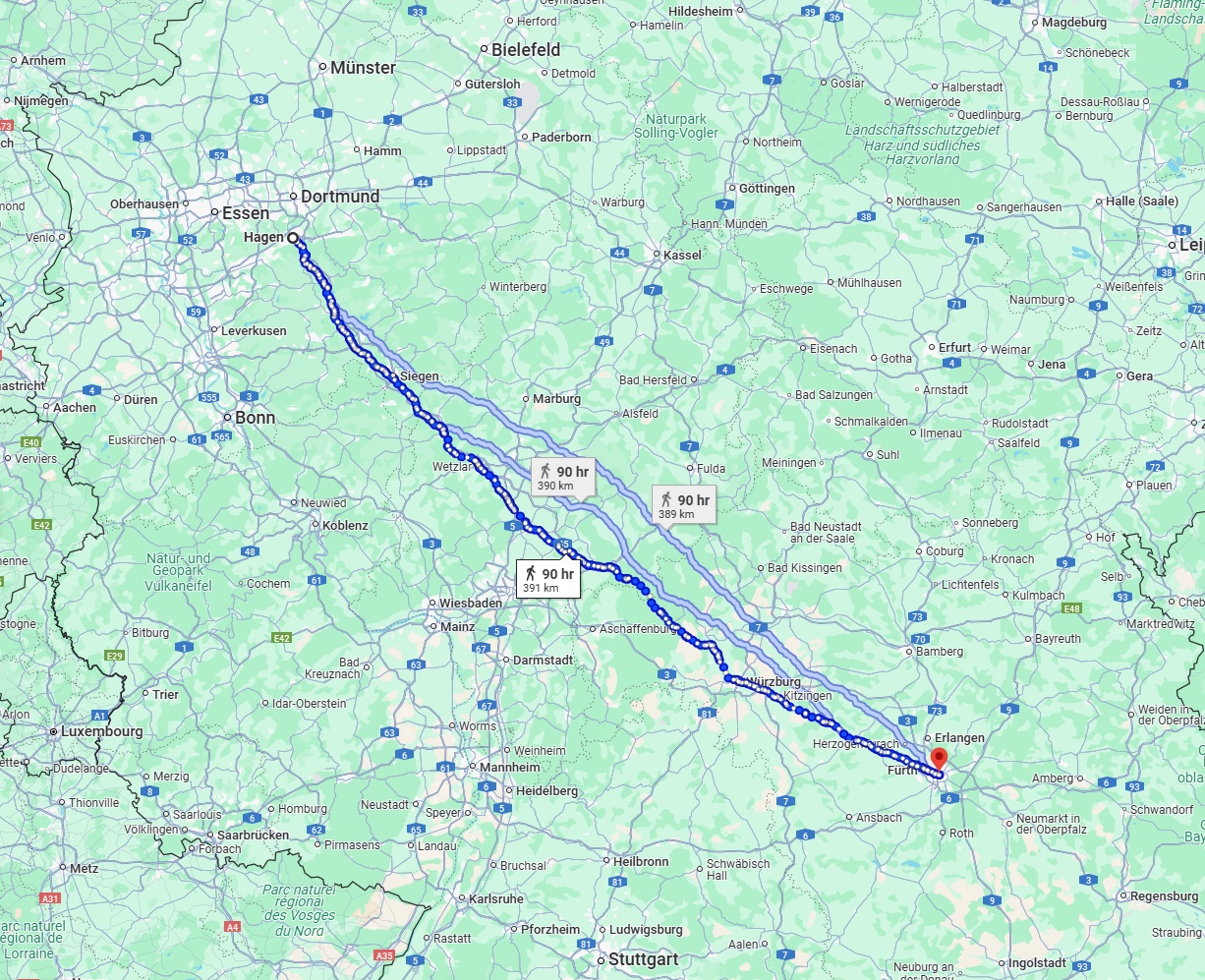 Anreise von Hagen Zu Nürnberg Über 