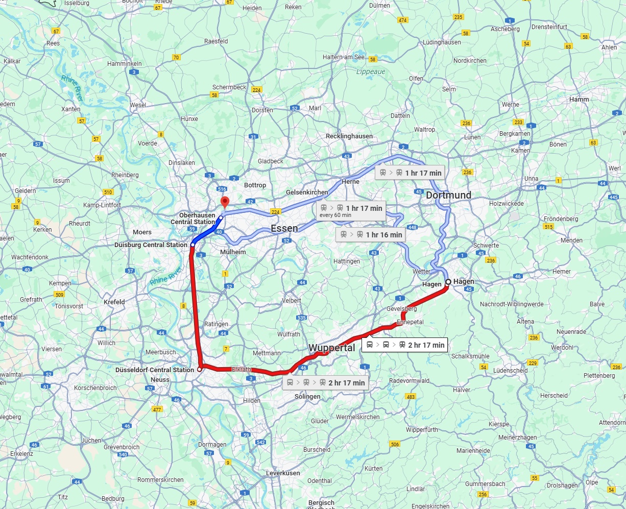 Anreise von Hagen Zu Oberhausen Über 