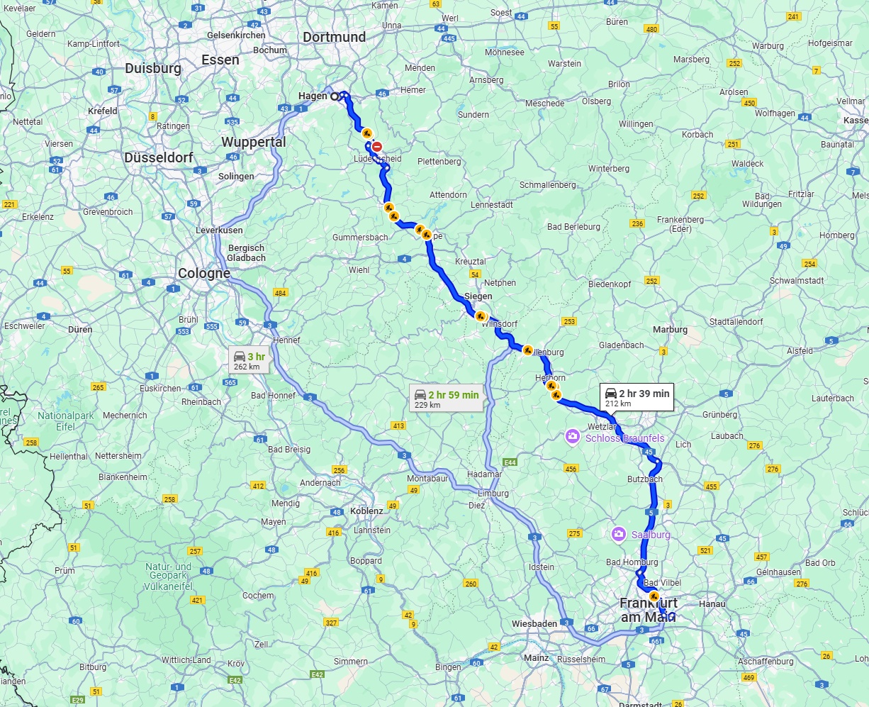 Anreise von Hagen Zu Offenbach am Main Über via A45
