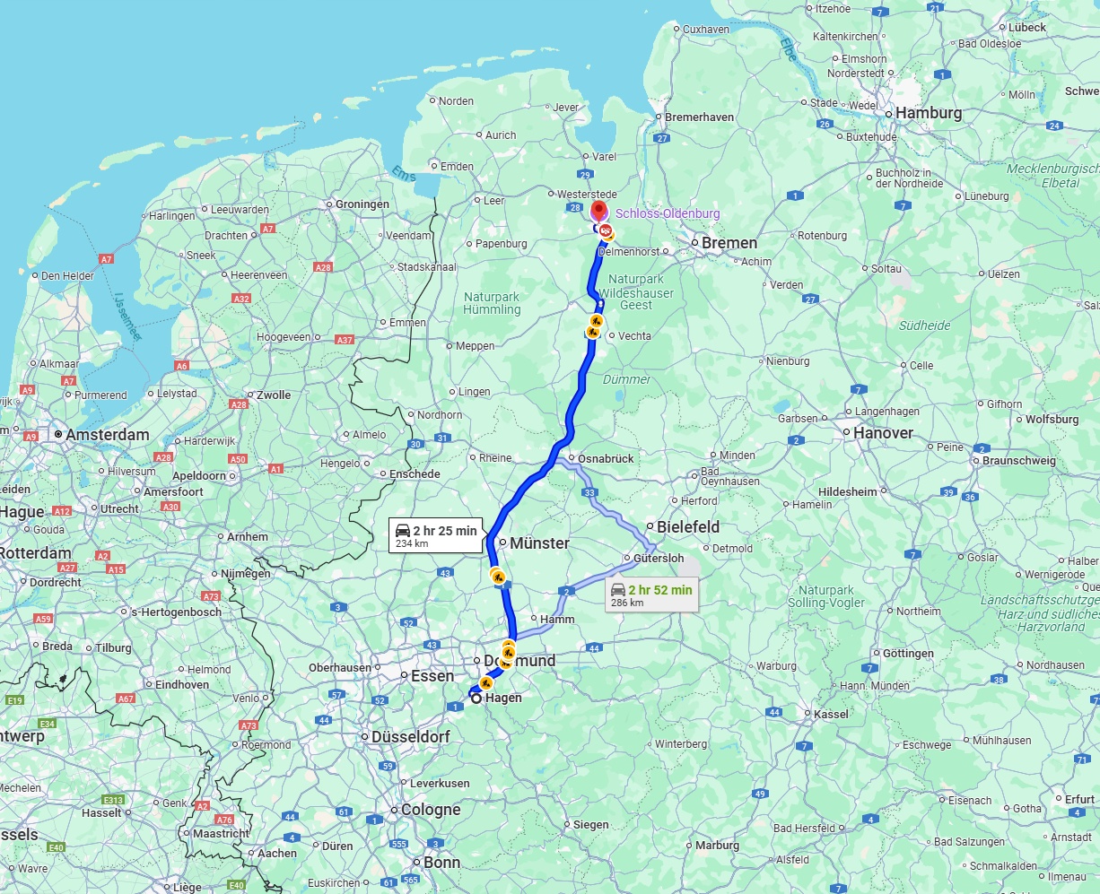 Anreise von Hagen Zu Oldenburg Über via A1