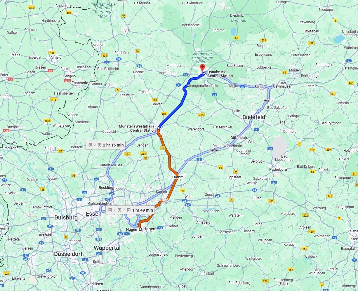 Anreise von Hagen Zu Osnabrück Über 