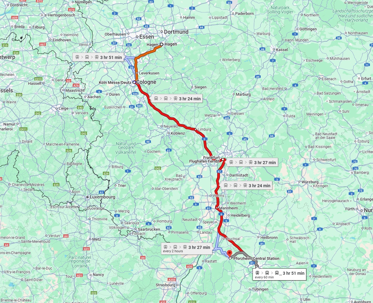 Anreise von Hagen Zu Pforzheim Über 