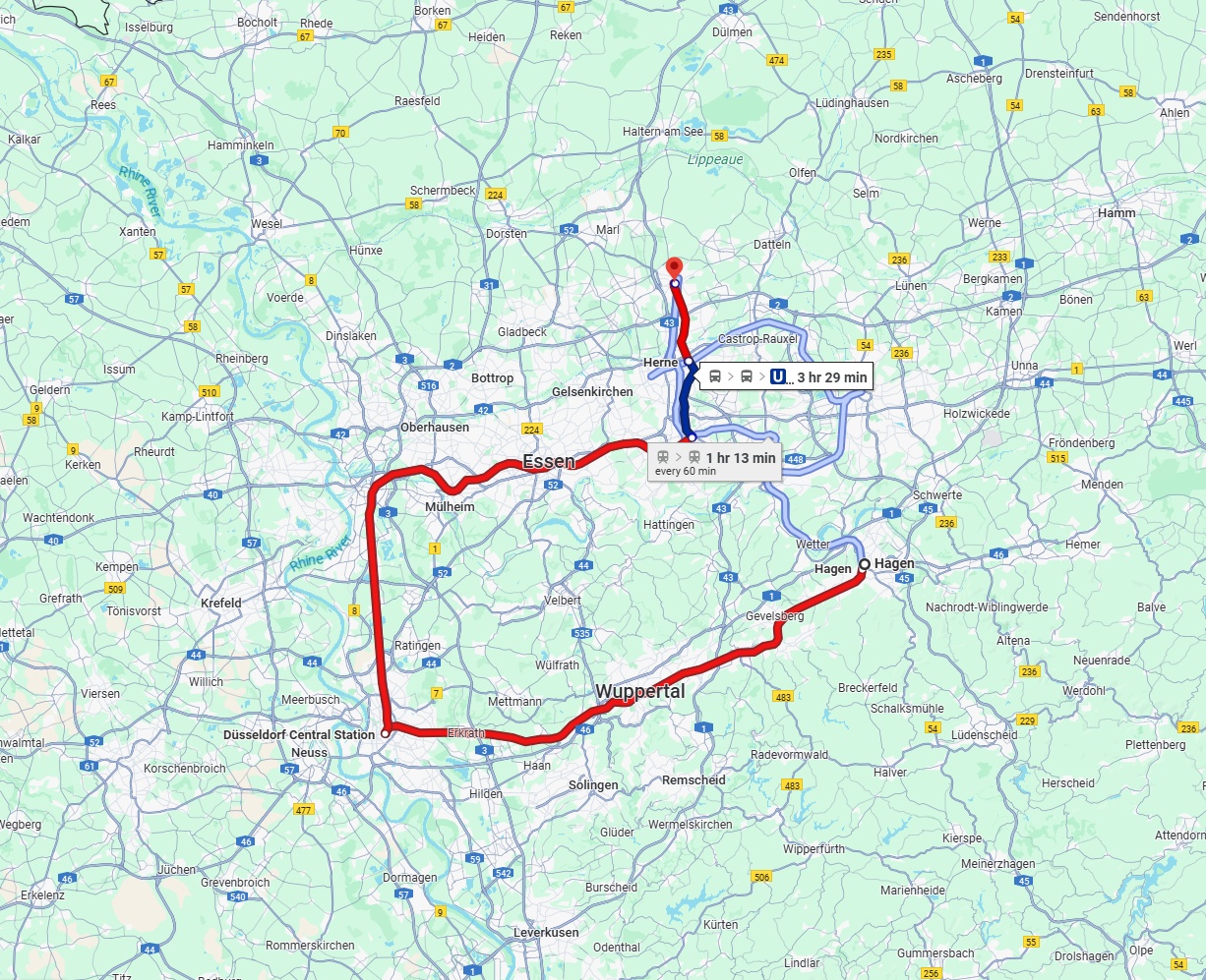 Anreise von Hagen Zu Recklinghausen Über 