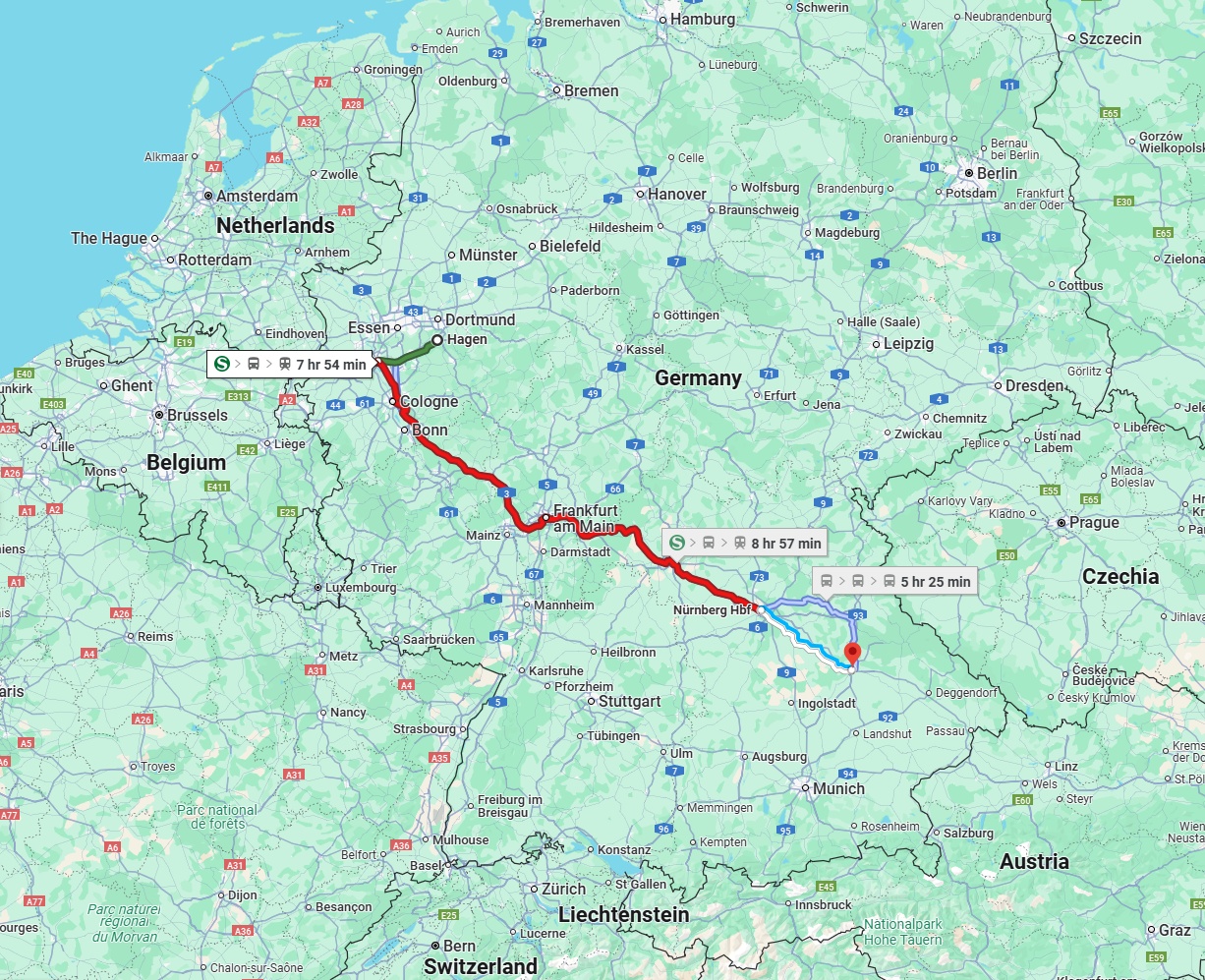 Anreise von Hagen Zu Regensburg Über 