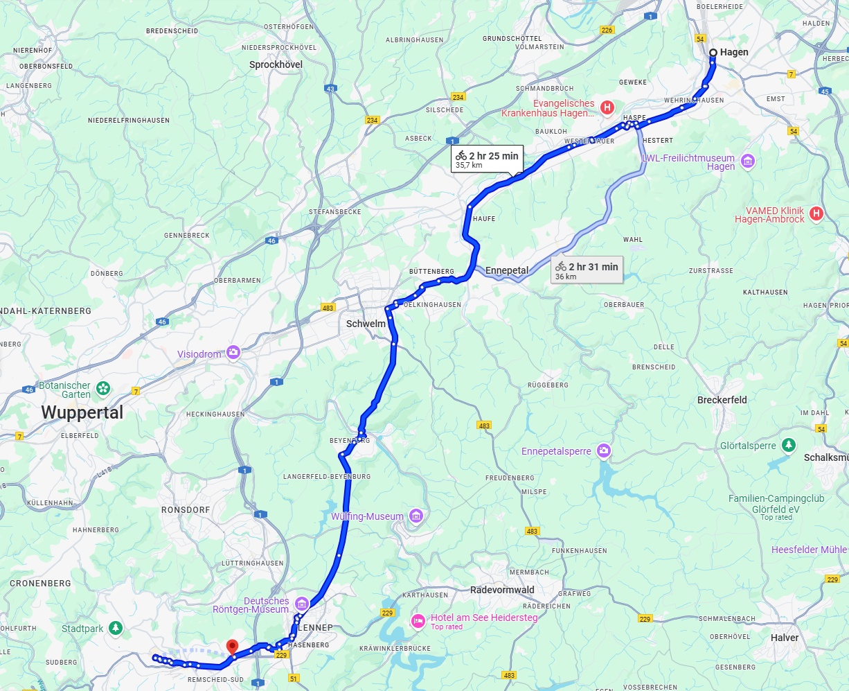 Anreise von Hagen Zu Remscheid Über 
