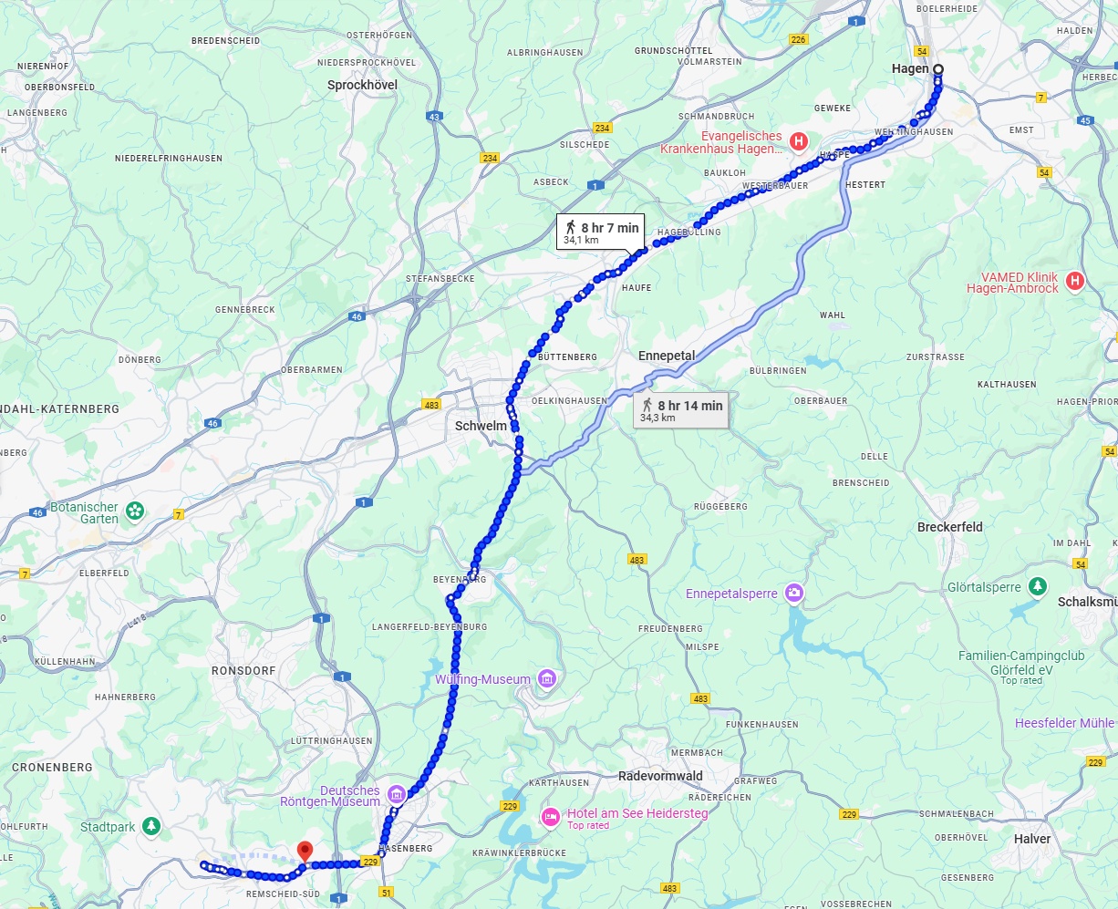 Anreise von Hagen Zu Remscheid Über 