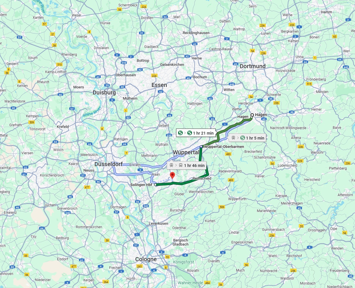 Anreise von Hagen Zu Solingen Über 