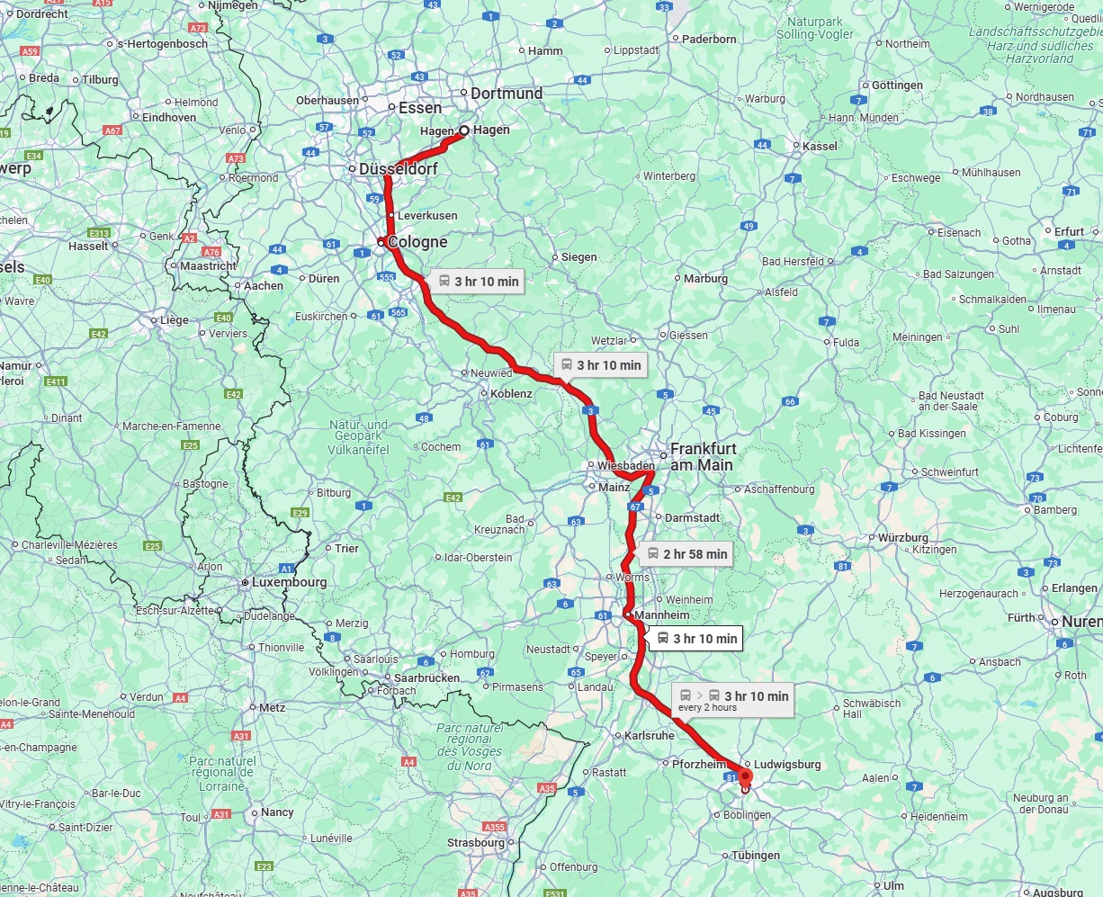 Anreise von Hagen Zu Stuttgart Über 