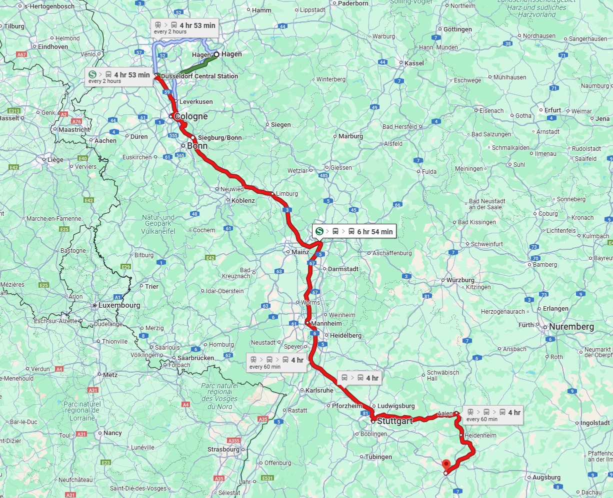 Anreise von Hagen Zu Ulm Über 