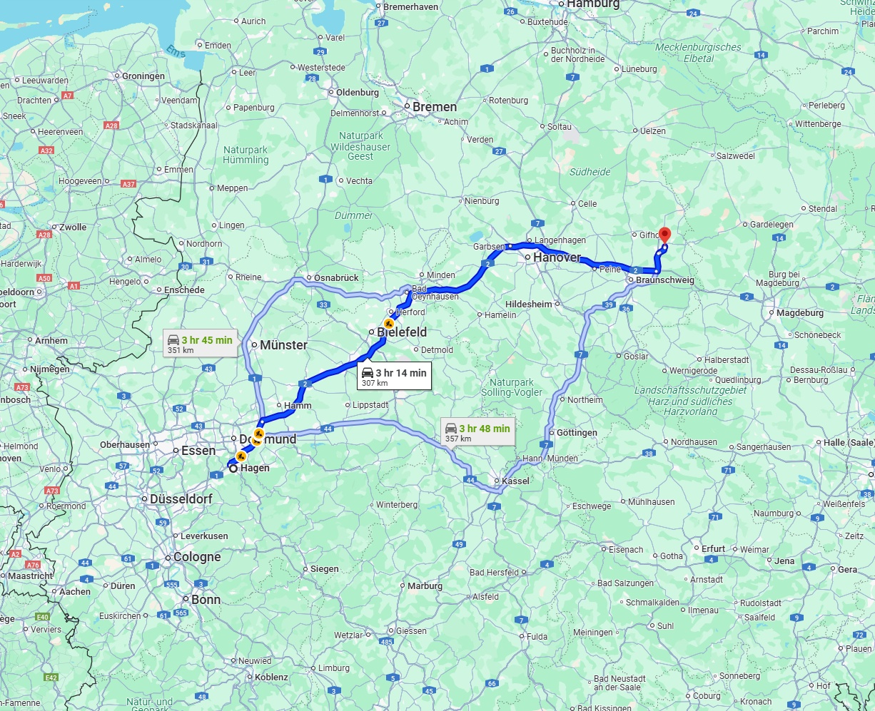 Anreise von Hagen Zu Wolfsburg Über via A2