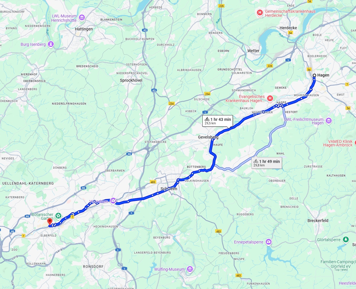 Anreise von Hagen Zu Wuppertal Über 