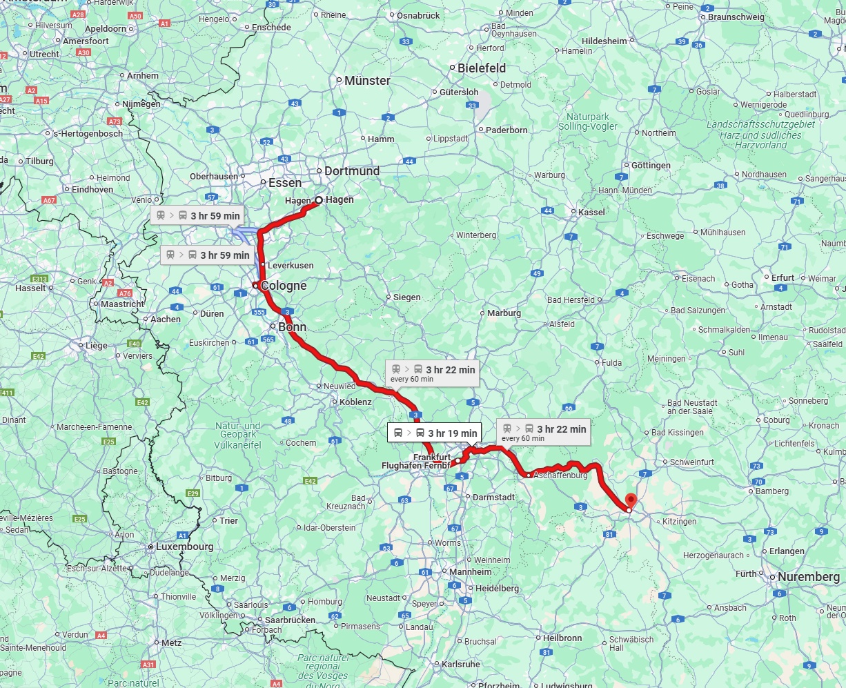 Anreise von Hagen Zu Würzburg Über 