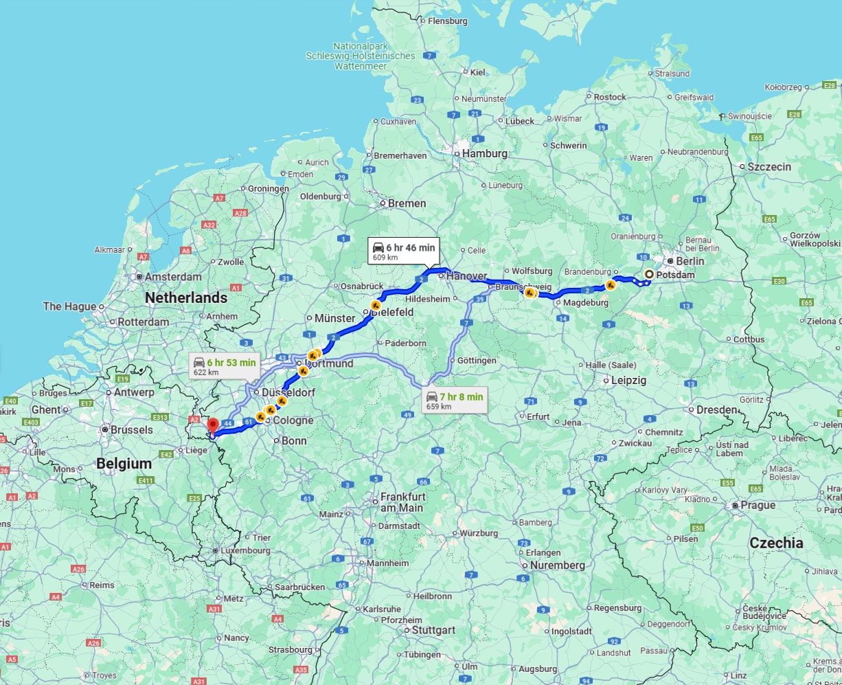 Anreise von Potsdam Zu Aachen Über via A2