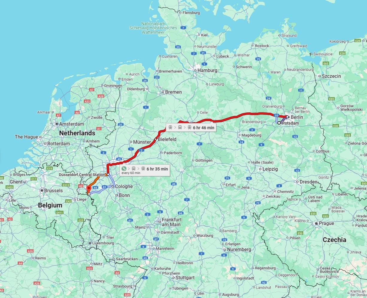 Anreise von Potsdam Zu Aachen Über 