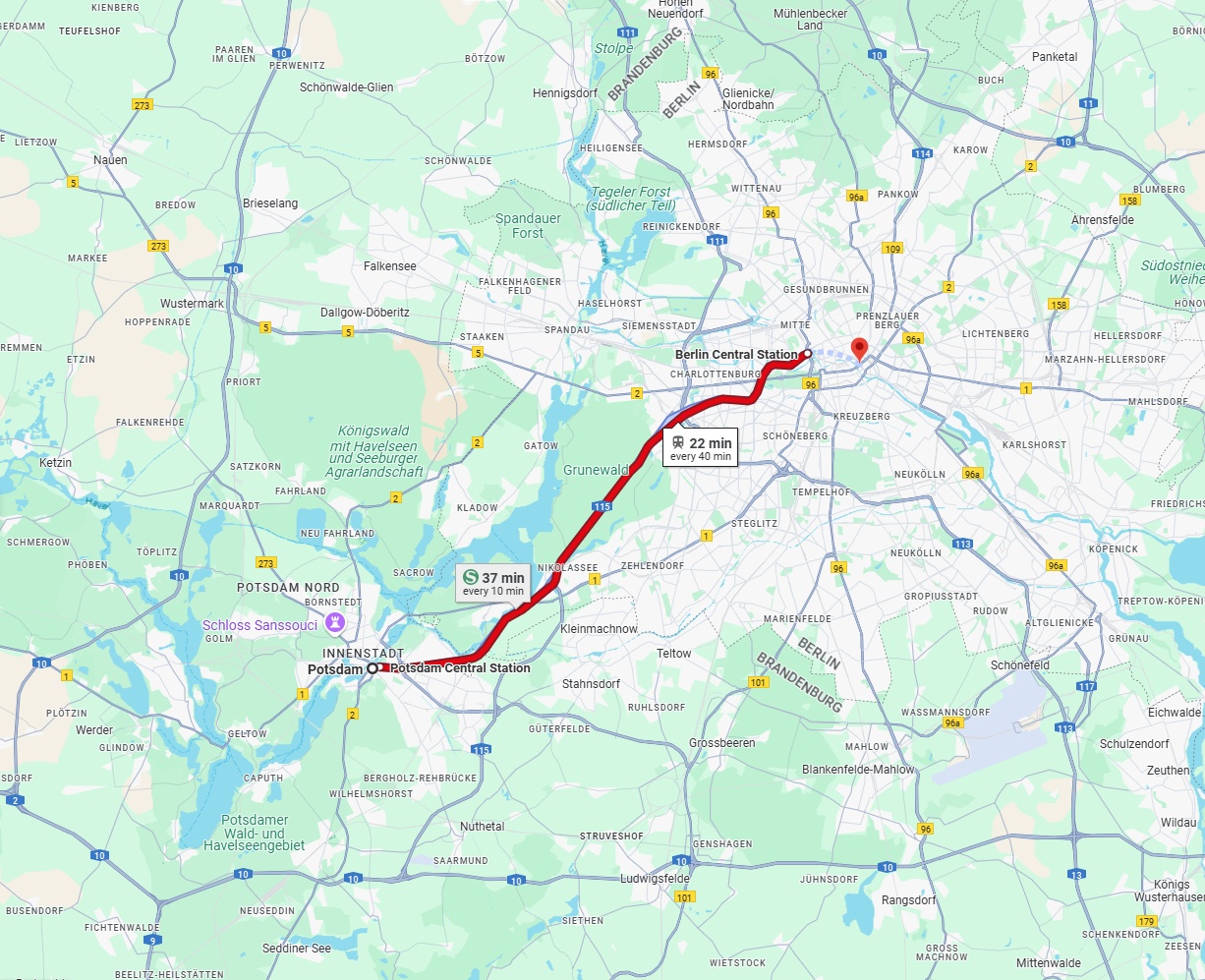 Anreise von Potsdam Zu Berlin Über 