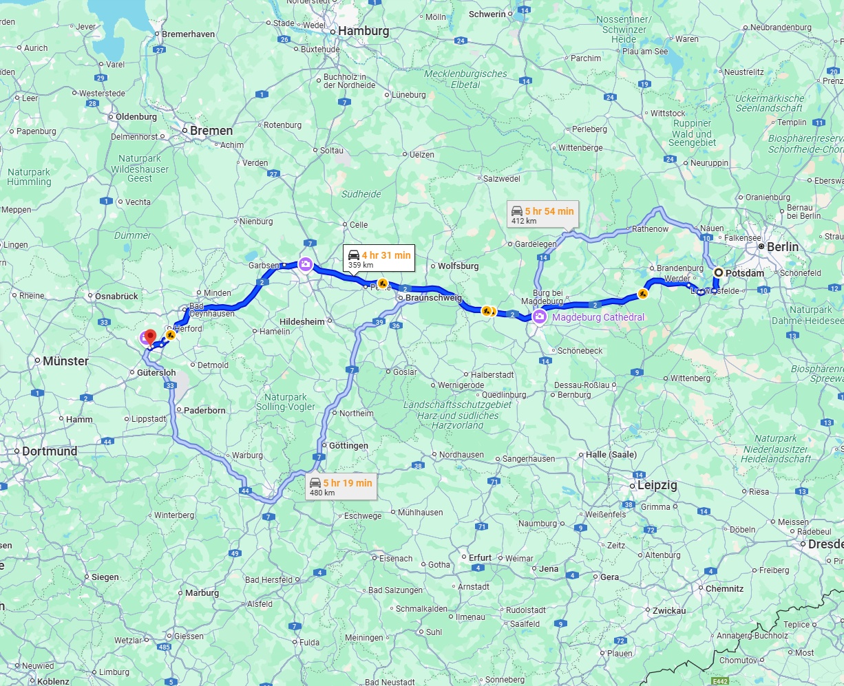 Anreise von Potsdam Zu Bielefeld Über via A2