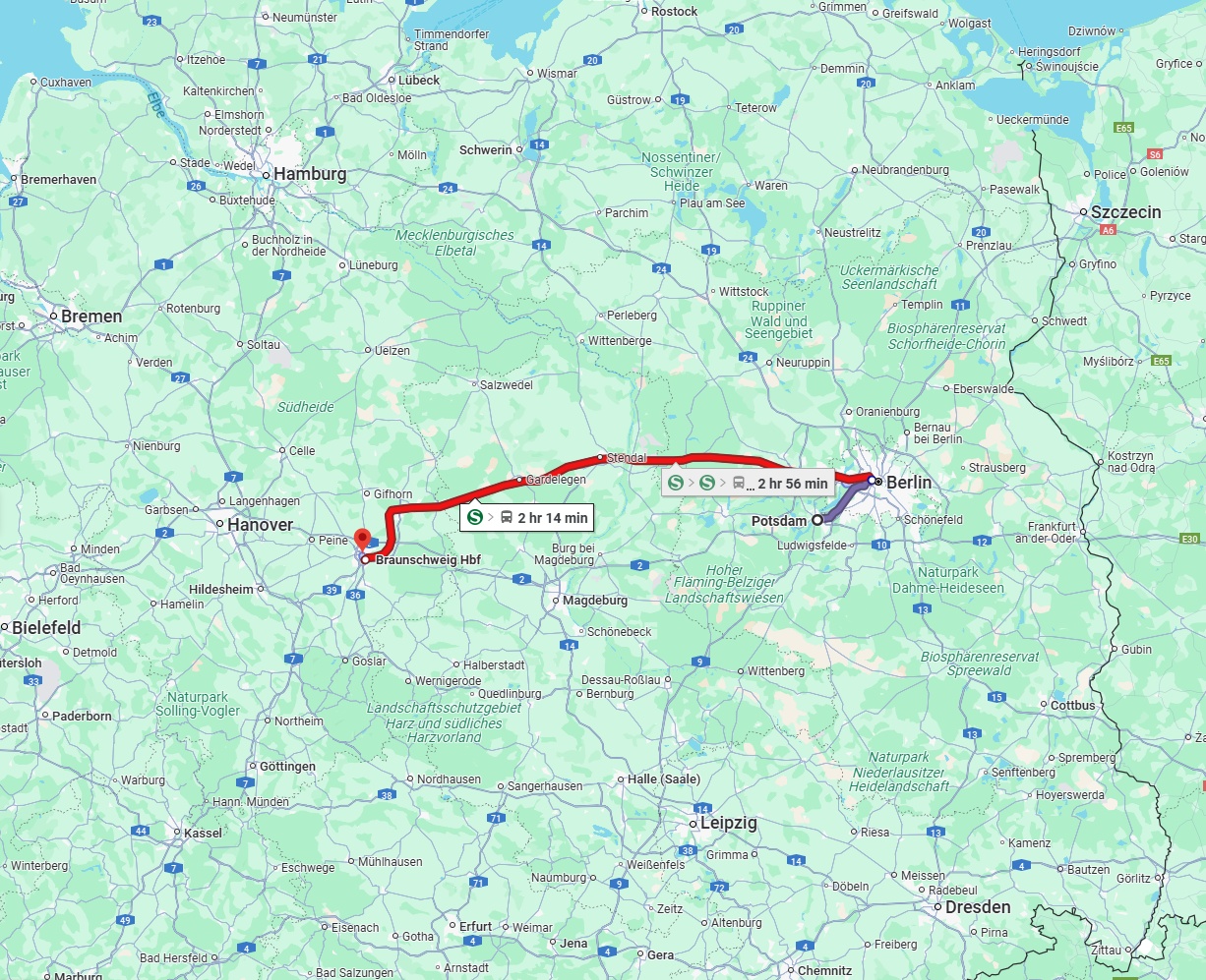 Anreise von Potsdam Zu Braunschweig Über 