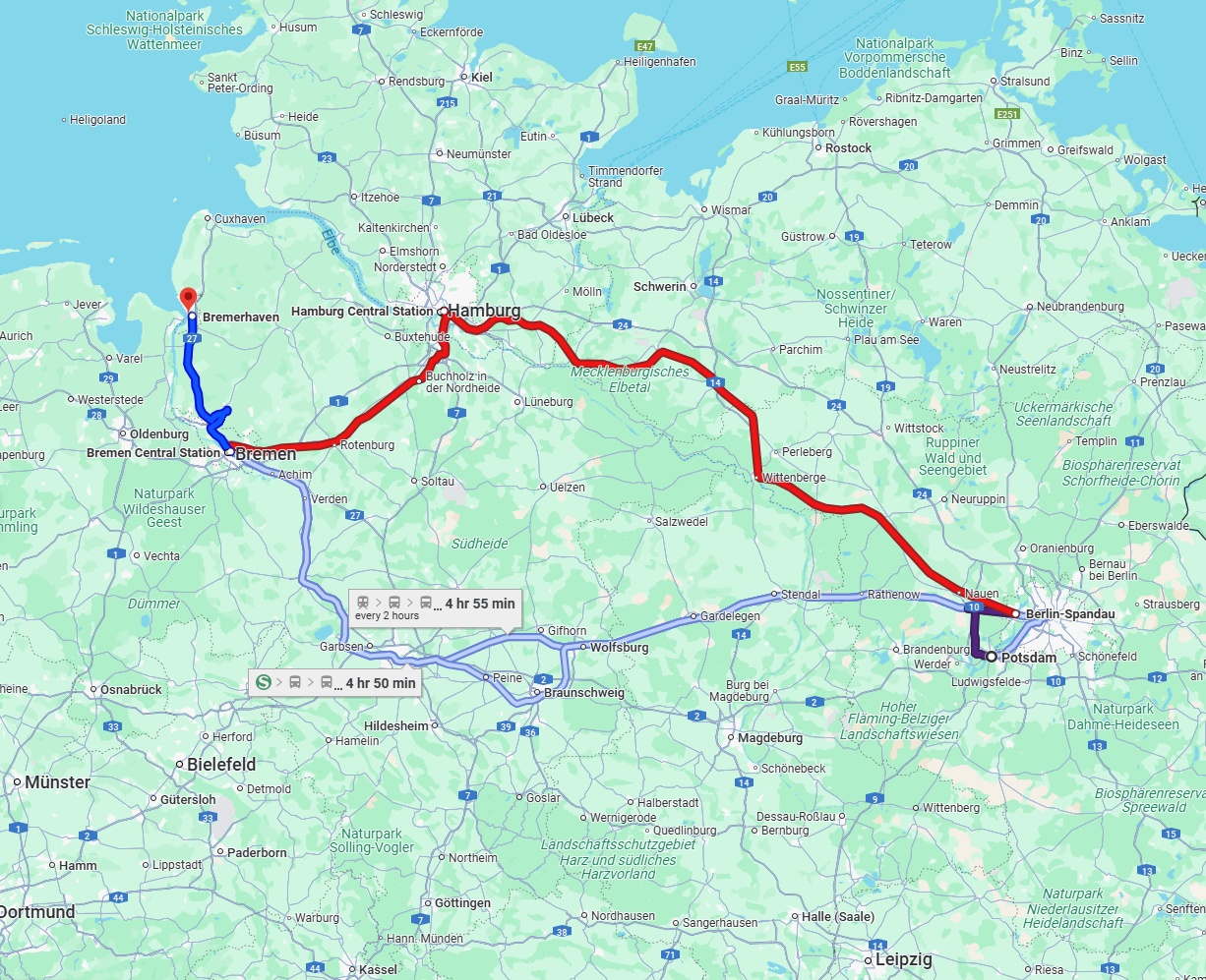 Anreise von Potsdam Zu Bremerhaven Über 