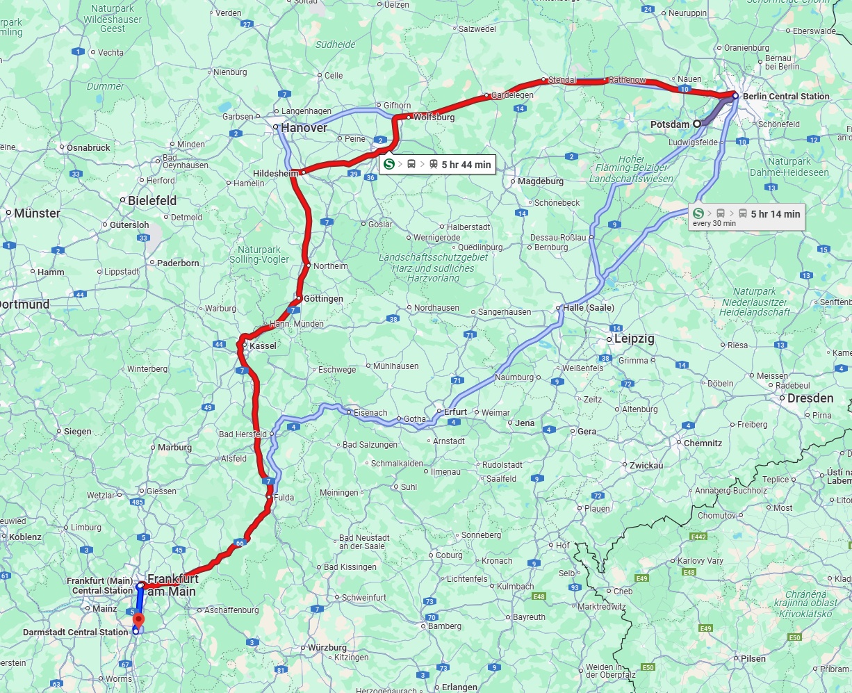 Anreise von Potsdam Zu Darmstadt Über 