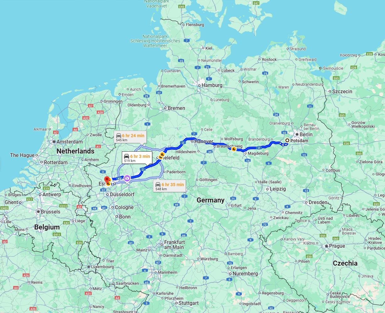 Anreise von Potsdam Zu Duisburg Über via A2