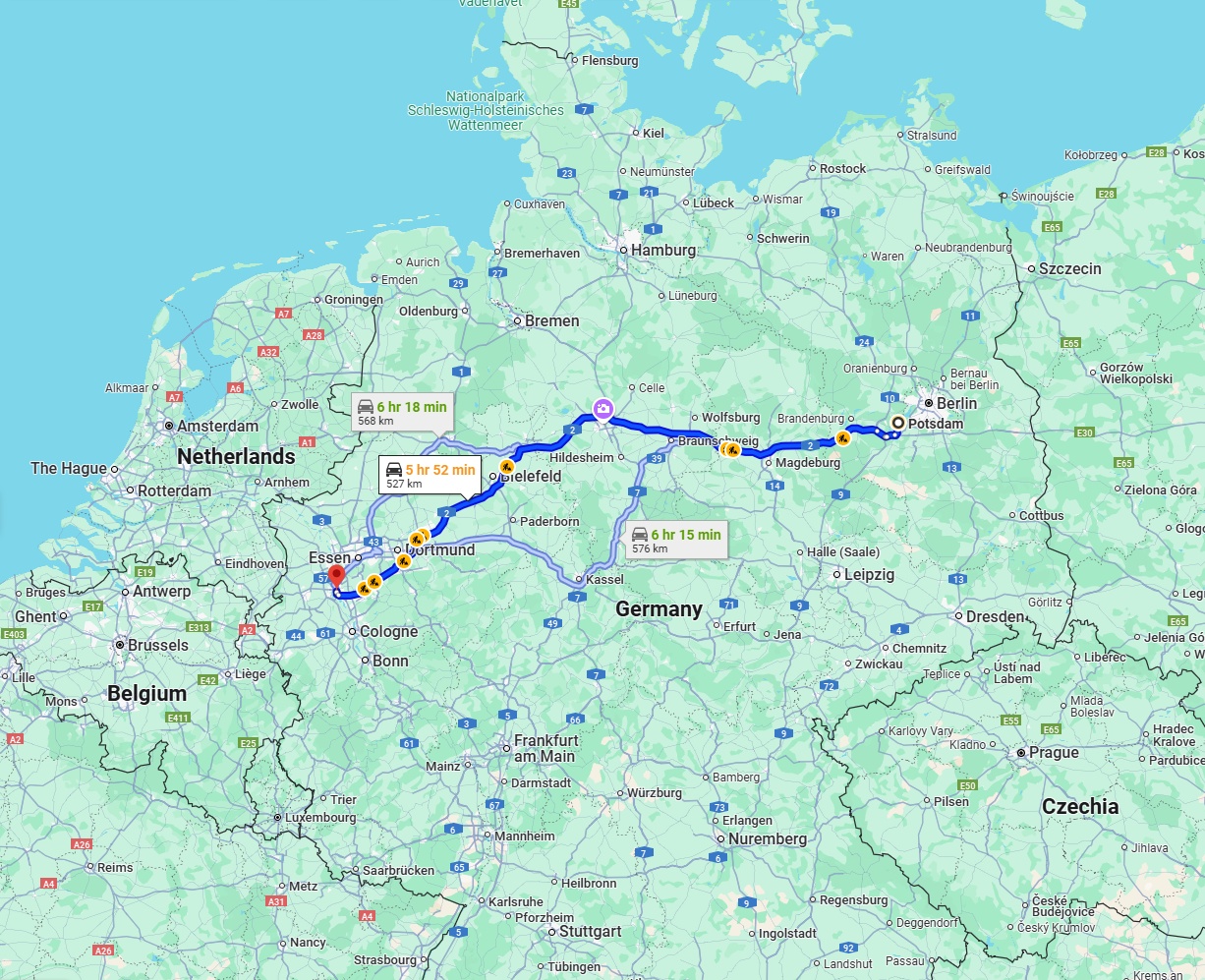 Anreise von Potsdam Zu Düsseldorf Über via A2