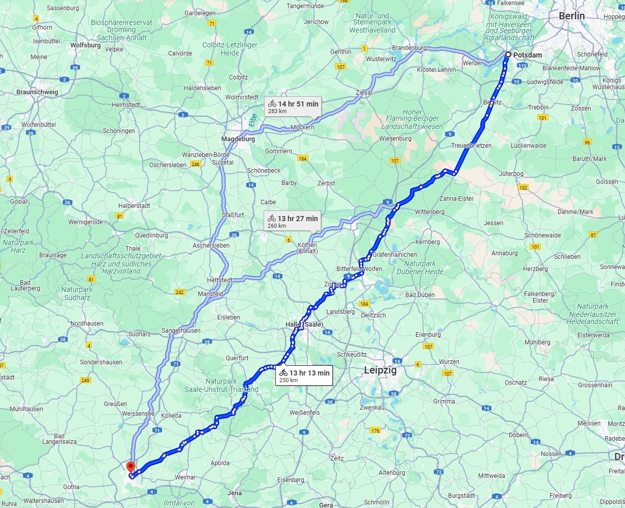 Anreise von Potsdam Zu Erfurt Über 
