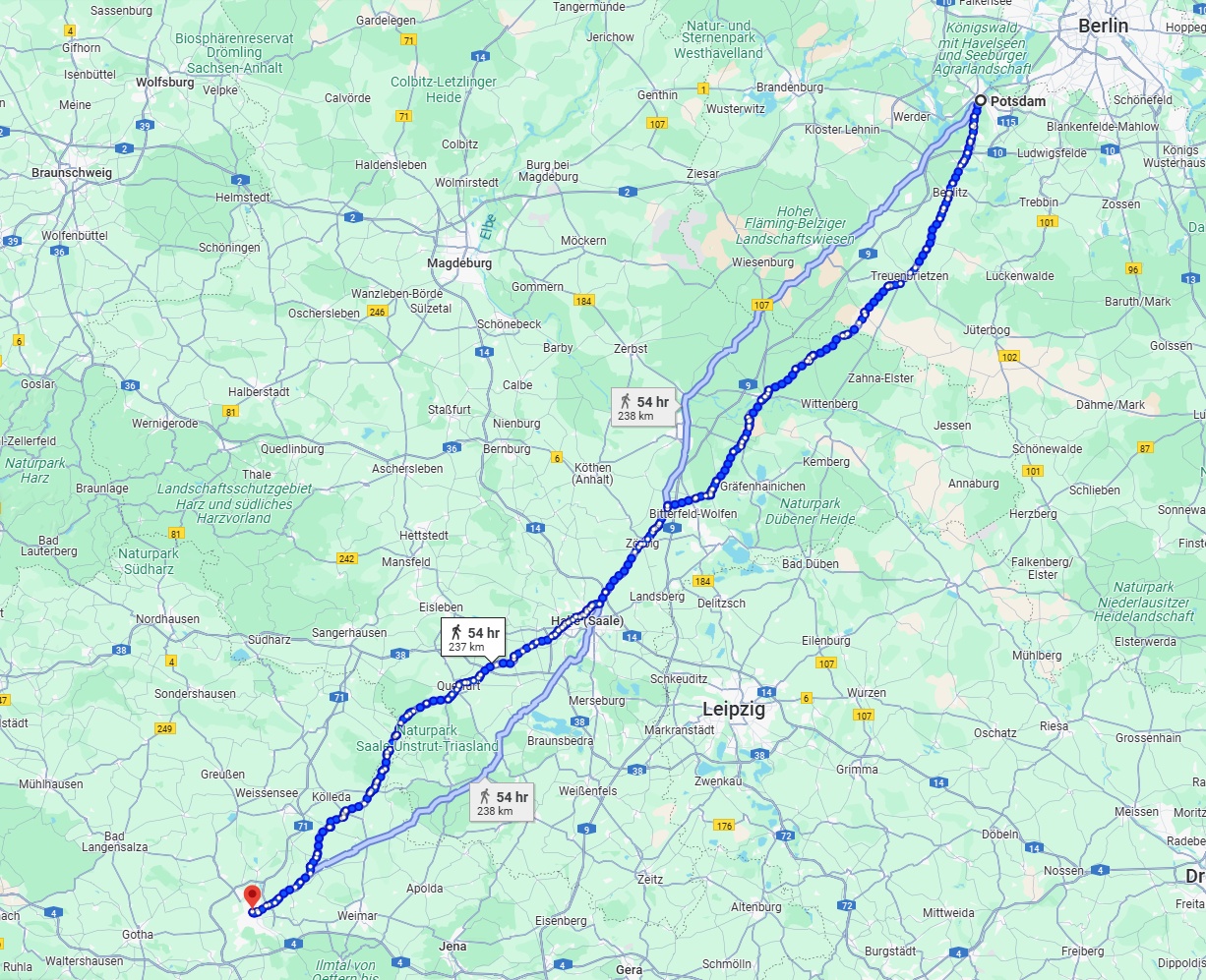Anreise von Potsdam Zu Erfurt Über 
