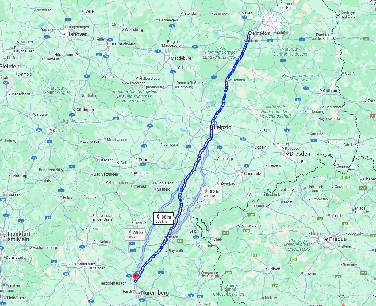 Anreise von Potsdam Zu Erlangen Über 