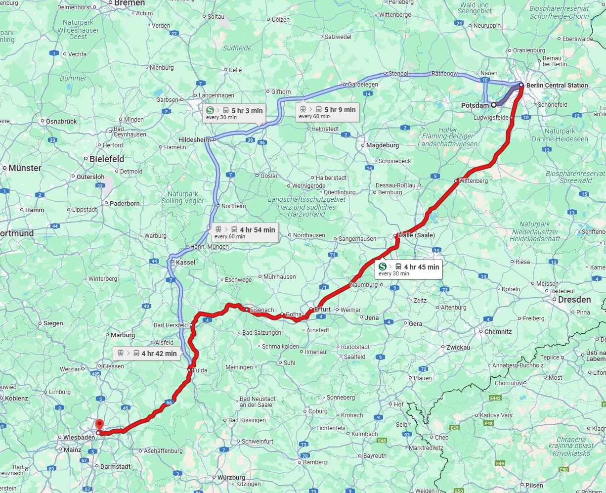 Anreise von Potsdam Zu Frankfurt am Main Über 