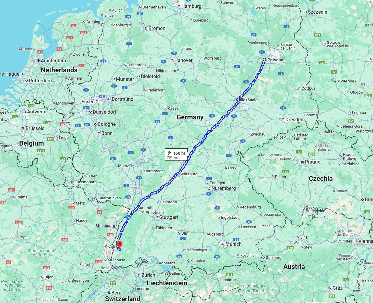 Anreise von Potsdam Zu Freiburg im Breisgau Über 