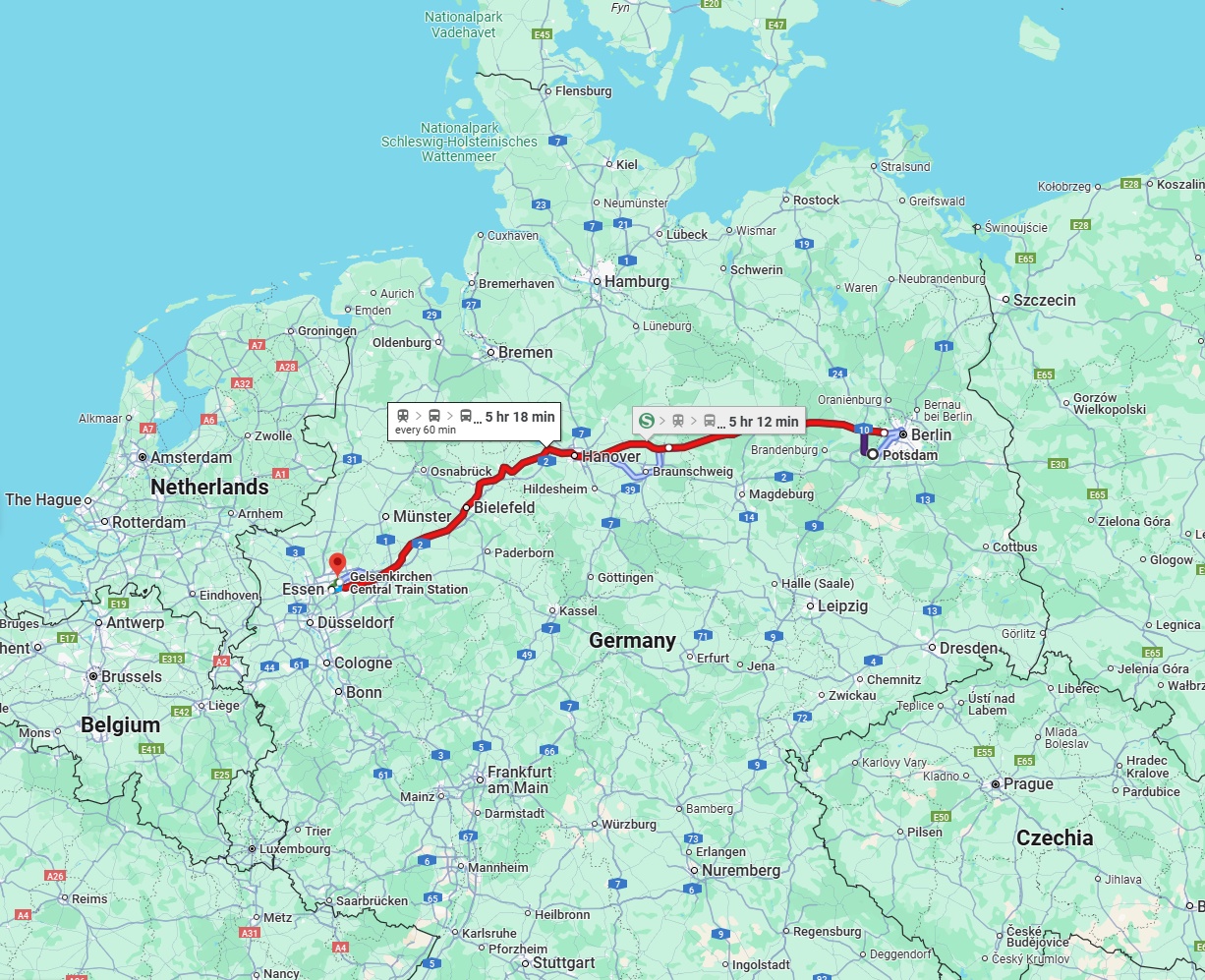 Anreise von Potsdam Zu Gelsenkirchen Über 