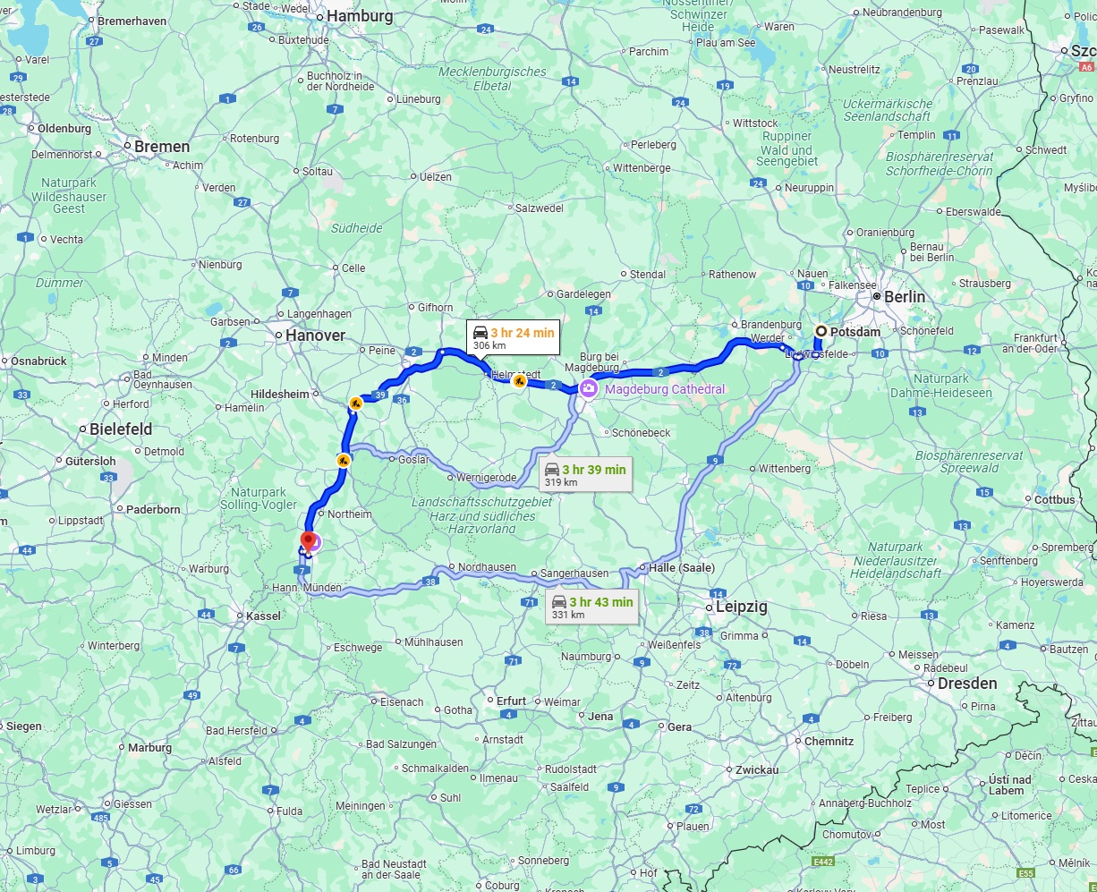Anreise von Potsdam Zu Göttingen Über via A2