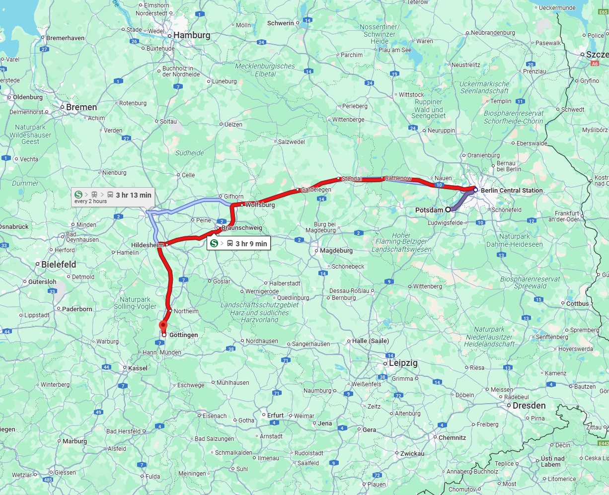 Anreise von Potsdam Zu Göttingen Über 