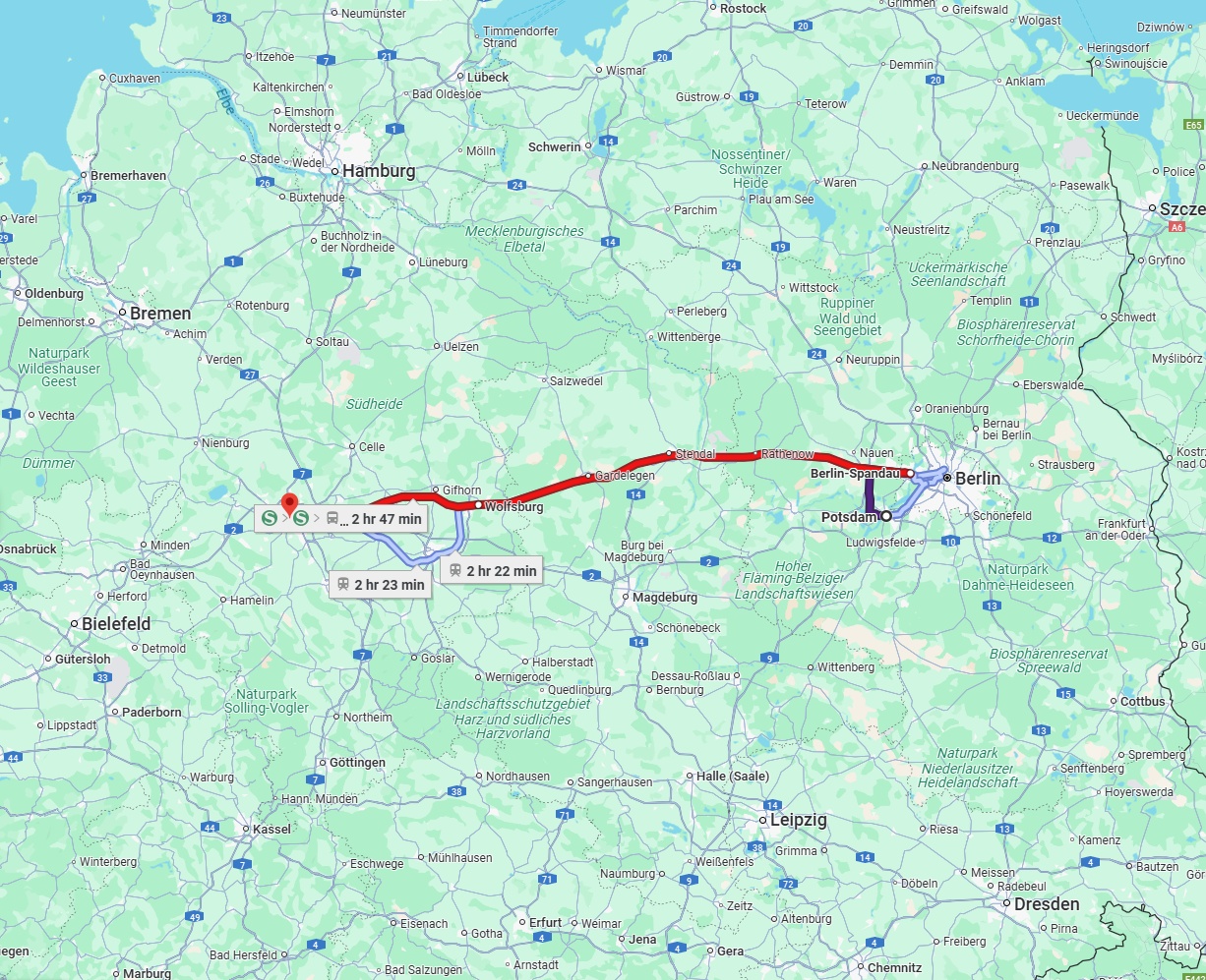 Anreise von Potsdam Zu Hannover Über 
