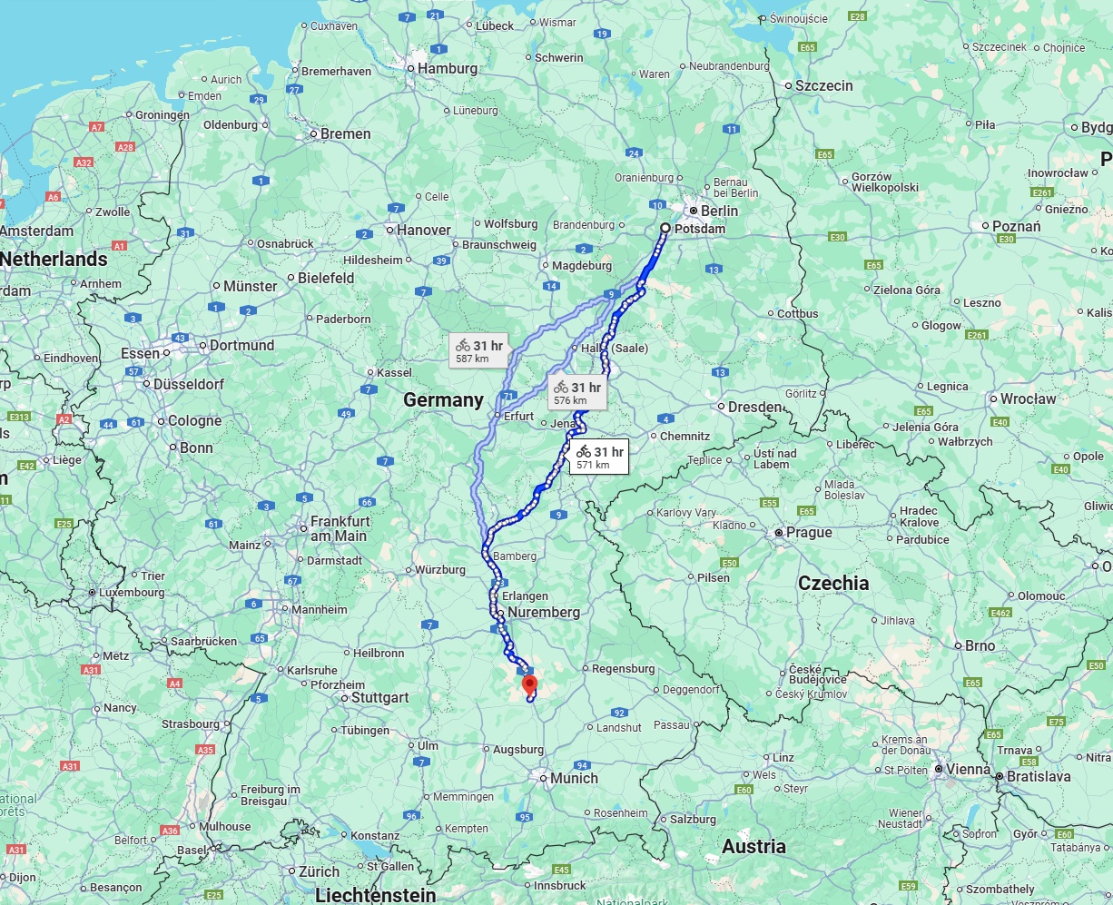 Anreise von Potsdam Zu Ingolstadt Über 