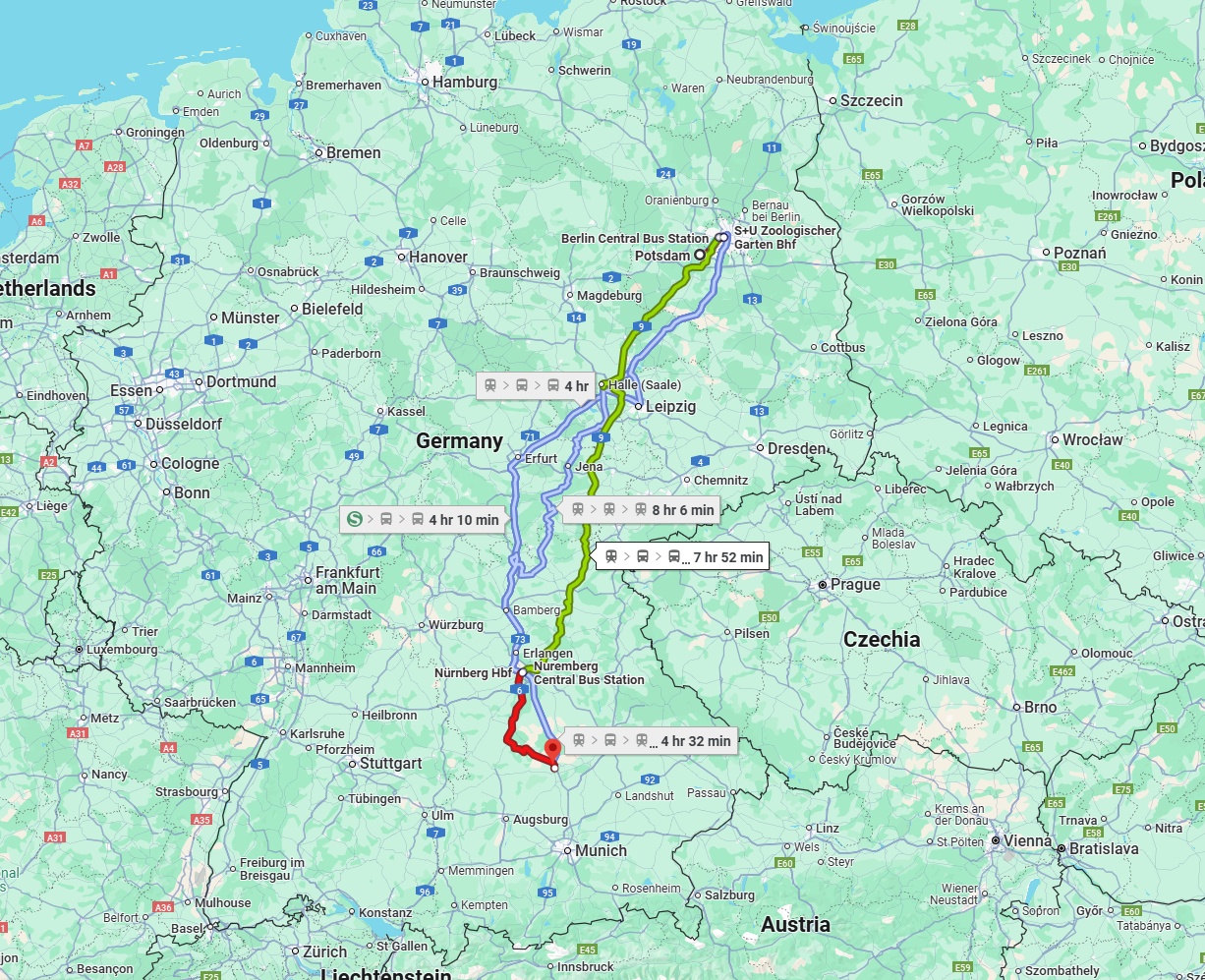 Anreise von Potsdam Zu Ingolstadt Über 
