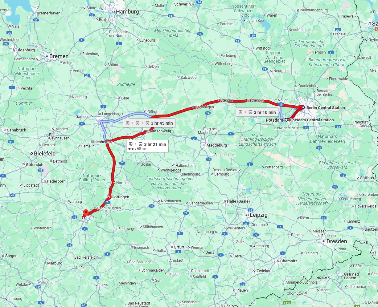 Anreise von Potsdam Zu Kassel Über 