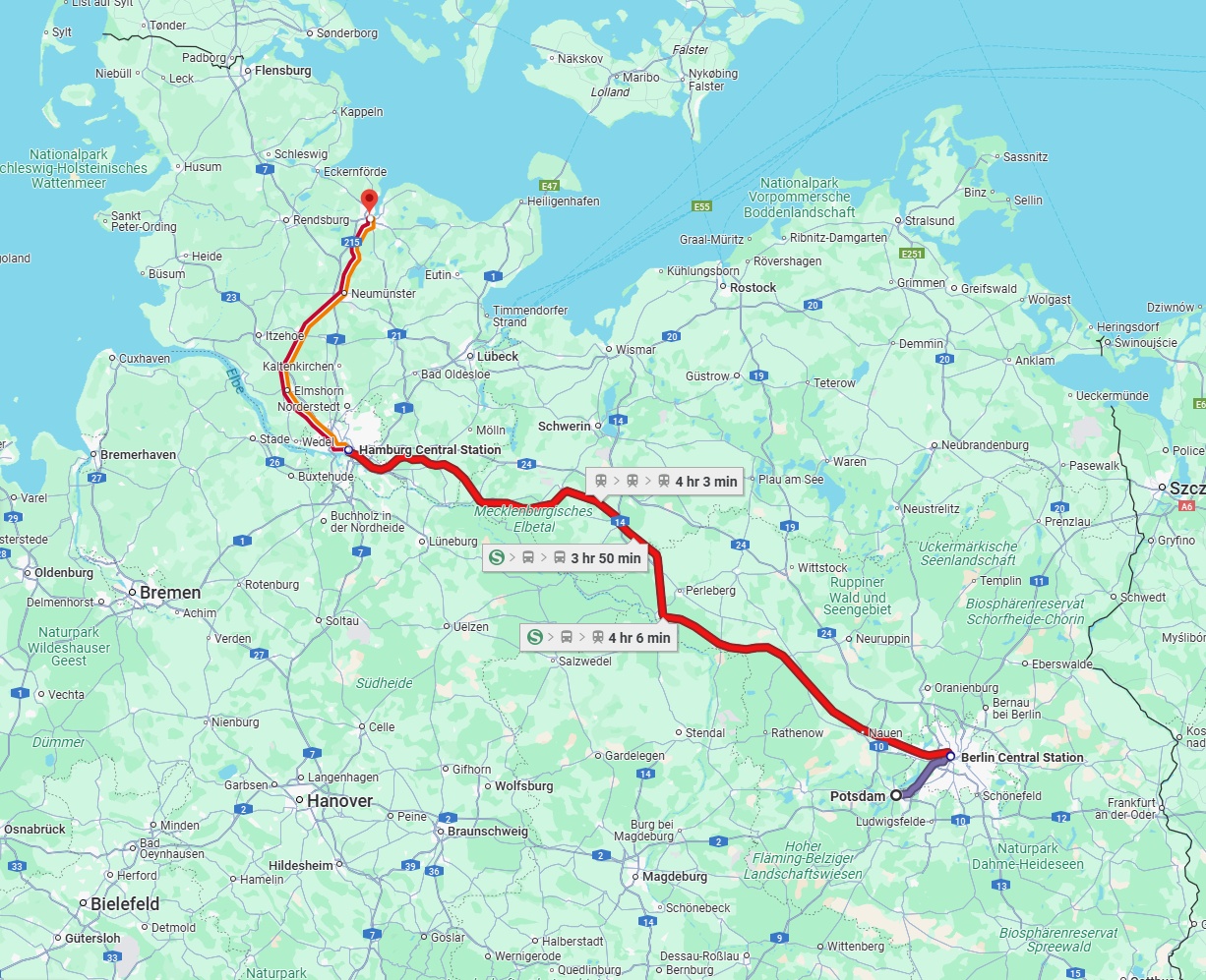 Anreise von Potsdam Zu Kiel Über 