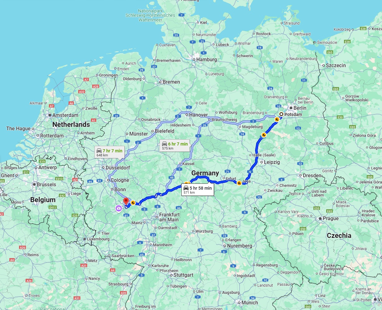 Anreise von Potsdam Zu Koblenz Über via A9 and A4