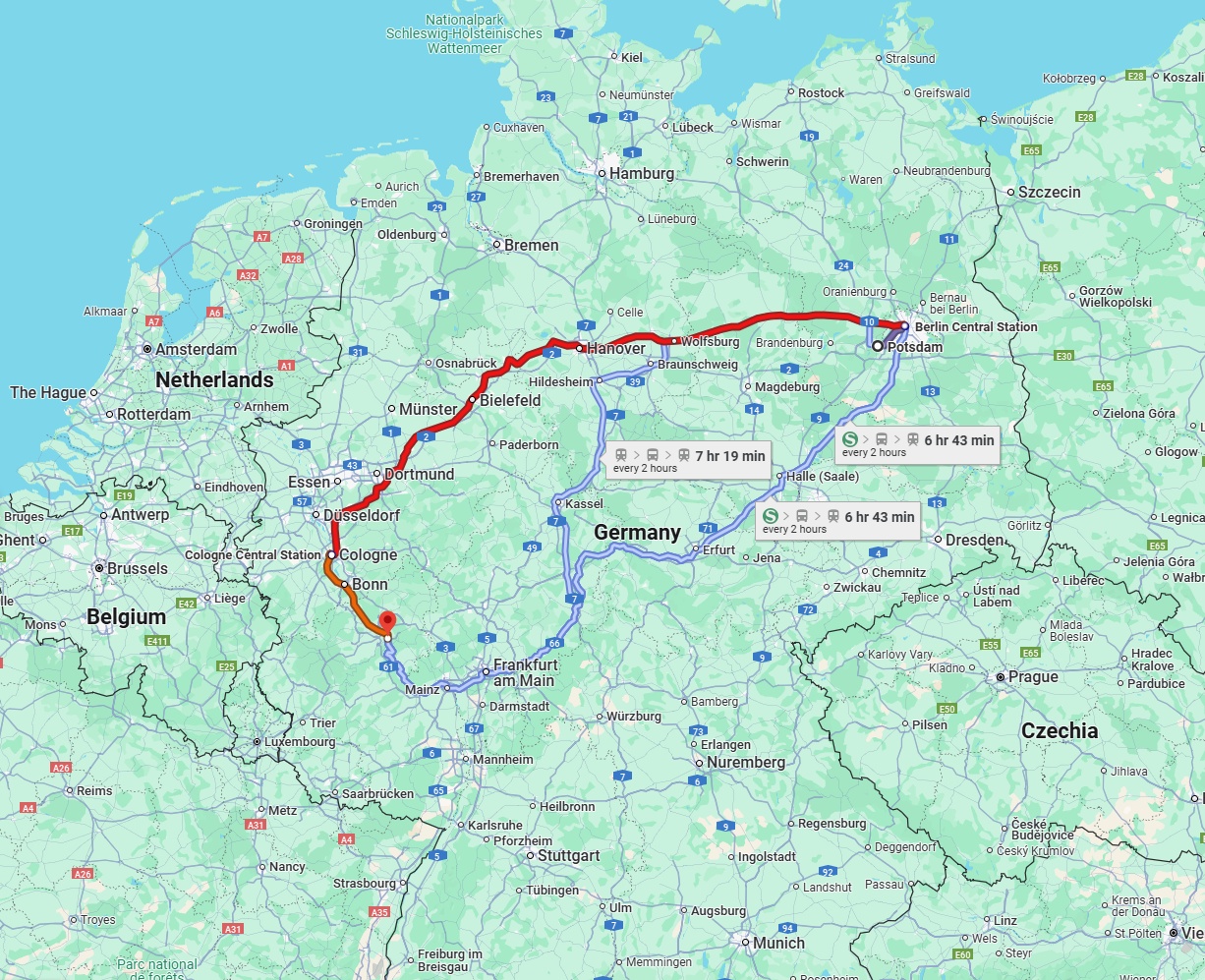 Anreise von Potsdam Zu Koblenz Über 