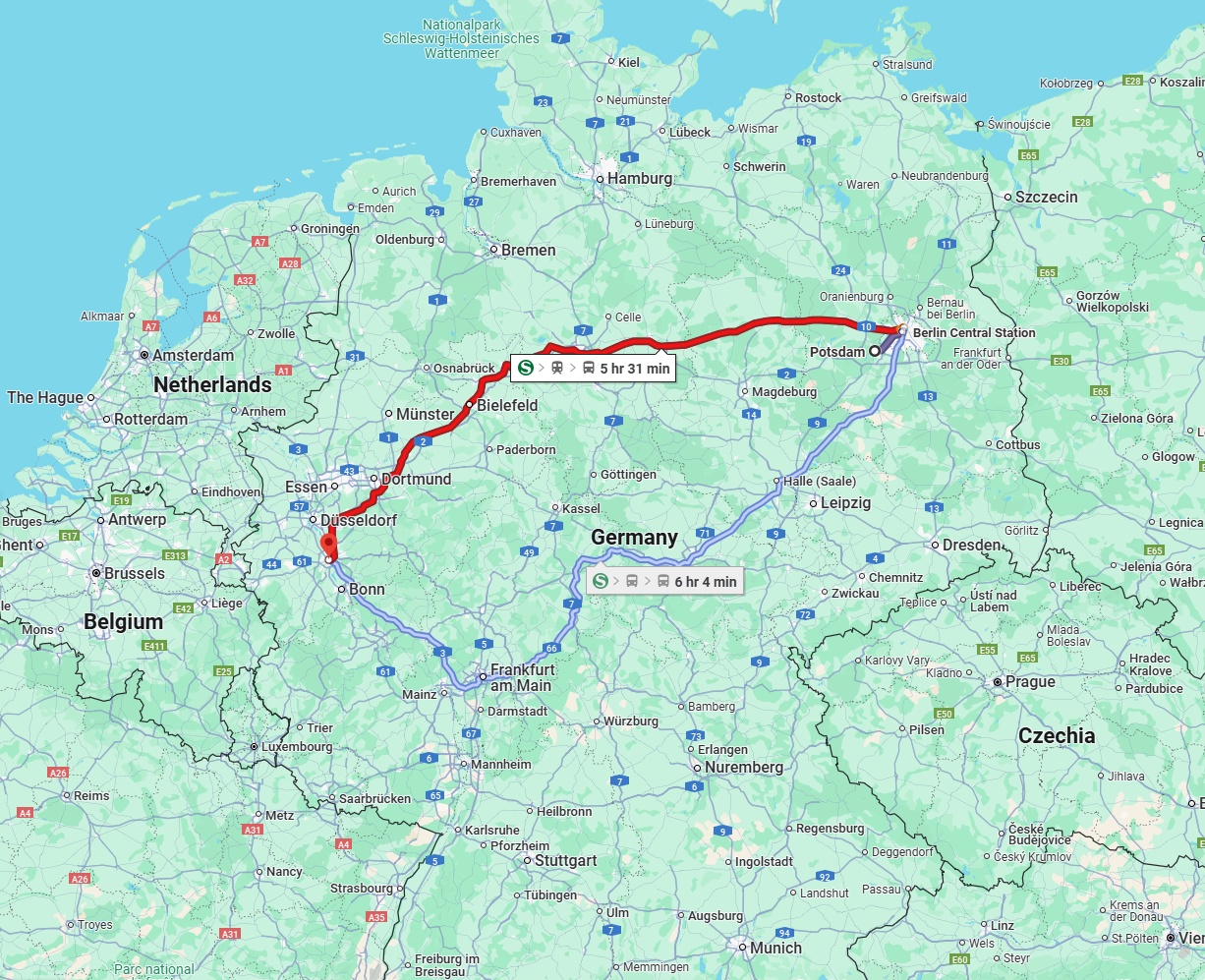 Anreise von Potsdam Zu Köln Über 