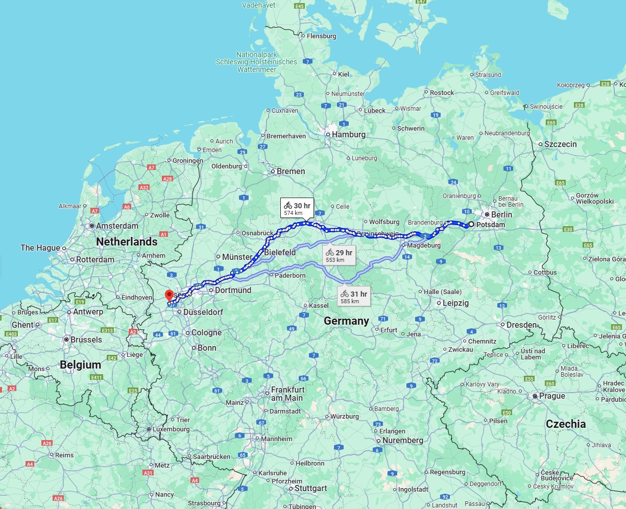 Anreise von Potsdam Zu Krefeld Über 