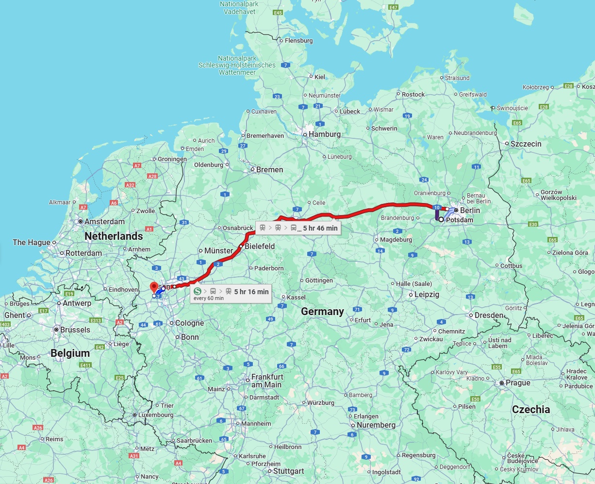 Anreise von Potsdam Zu Krefeld Über 