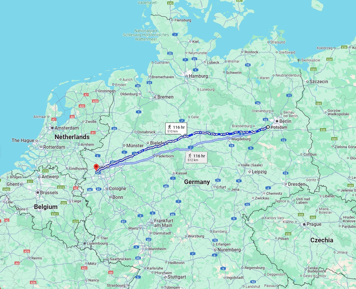 Anreise von Potsdam Zu Krefeld Über 